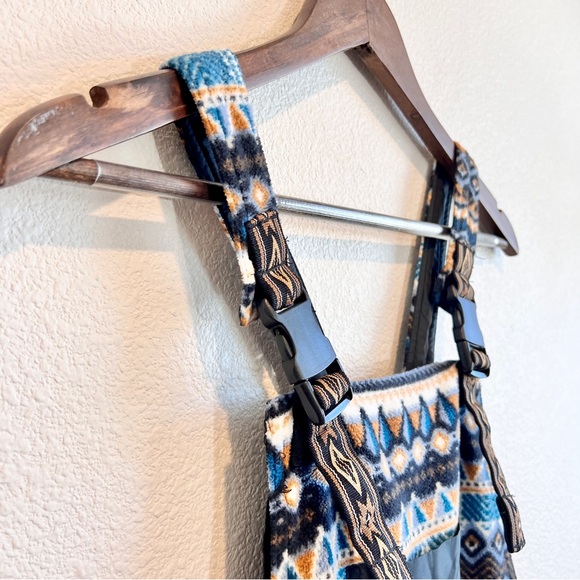 KAVU Pocatello Fleece Bib Overalls S Heritage Winds Fair Isle Nordic Snow Ski - Picture 6 of 15